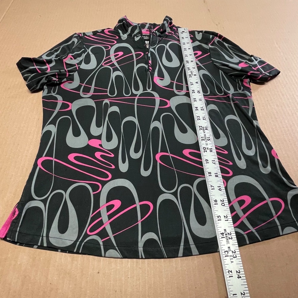 Vintage Jamie Sadock Women's Sz Small Black Cap Sleeve 1/4 Zip Polo Shirt - Picture 11 of 14